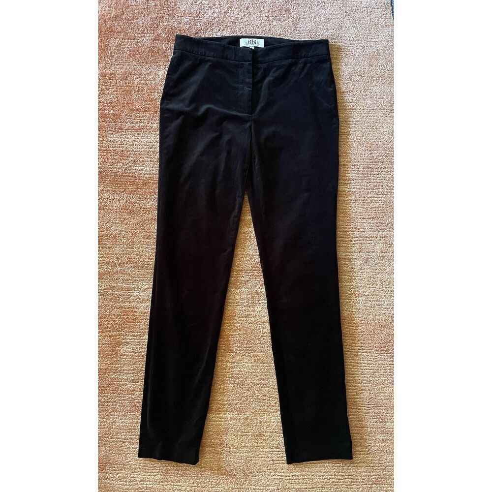 Tibi Pants Womens Size 4 Black Velvet Stretch Skinny Mid Rise Holiday